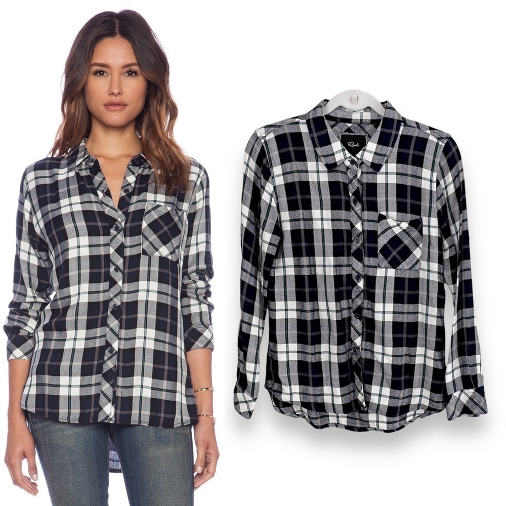 Rails Hunter Button Down Long Sleeve Plaid Button-up Shirt in Pine & White, S